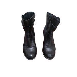Dansko Black Leather Ankle Boots With Side Zippers & Buckle Detail Size 38